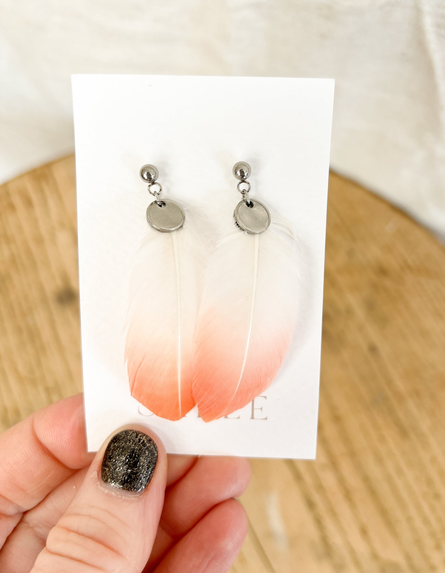 Flamingo feather earrings