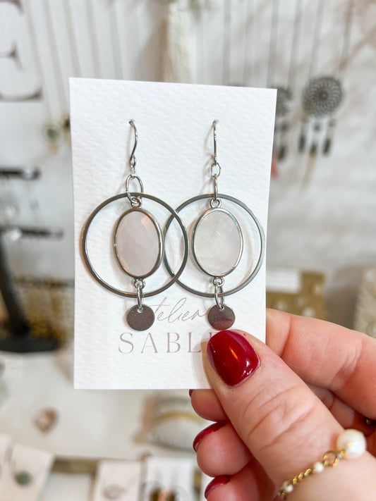 Argenté | Boucles d'oreilles Saturne