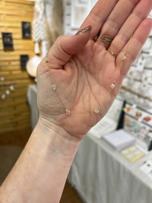 Thin crystal (glass) necklace