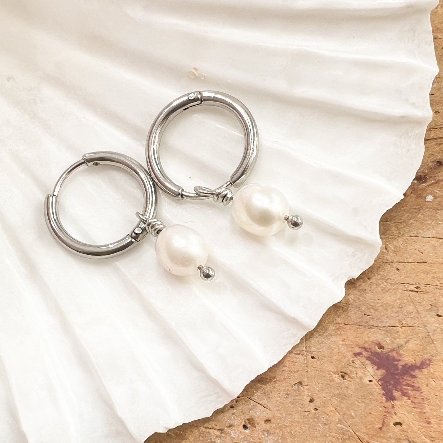 Boucles d'oreilles Créoles perles de culture | Doré ou argenté