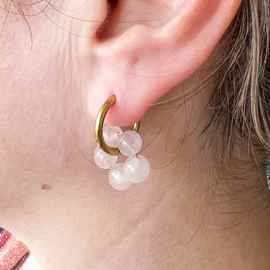 Flower Power | Mini Boucles d'oreilles pierres fines - plaqué or - grandes fleurs