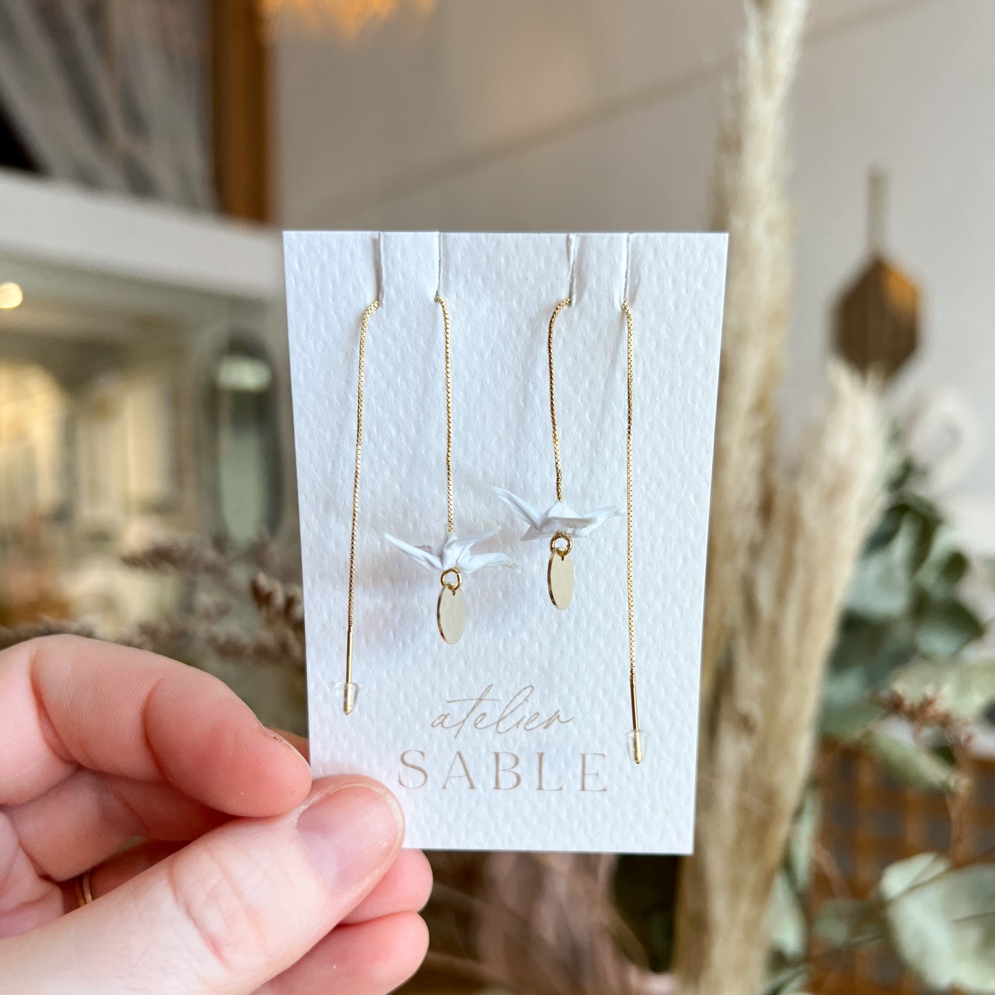 Boucles d'oreilles origami chaînette