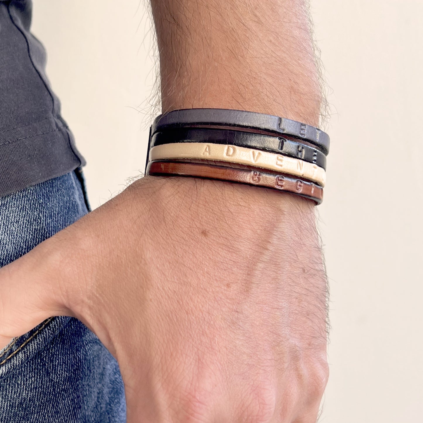 Leather Bracelet Let the adventure begin (customizable)
