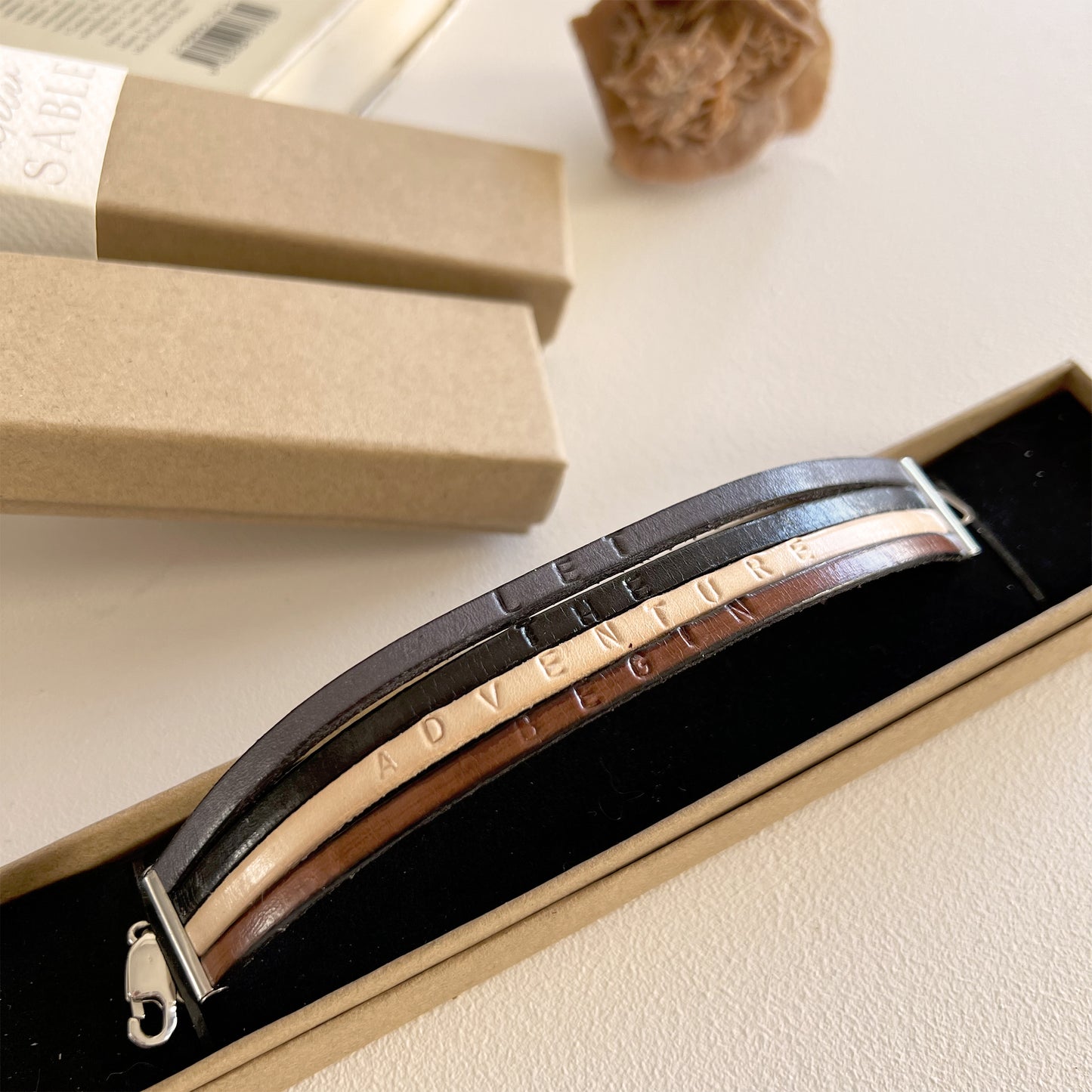 Leather Bracelet Let the adventure begin (customizable)
