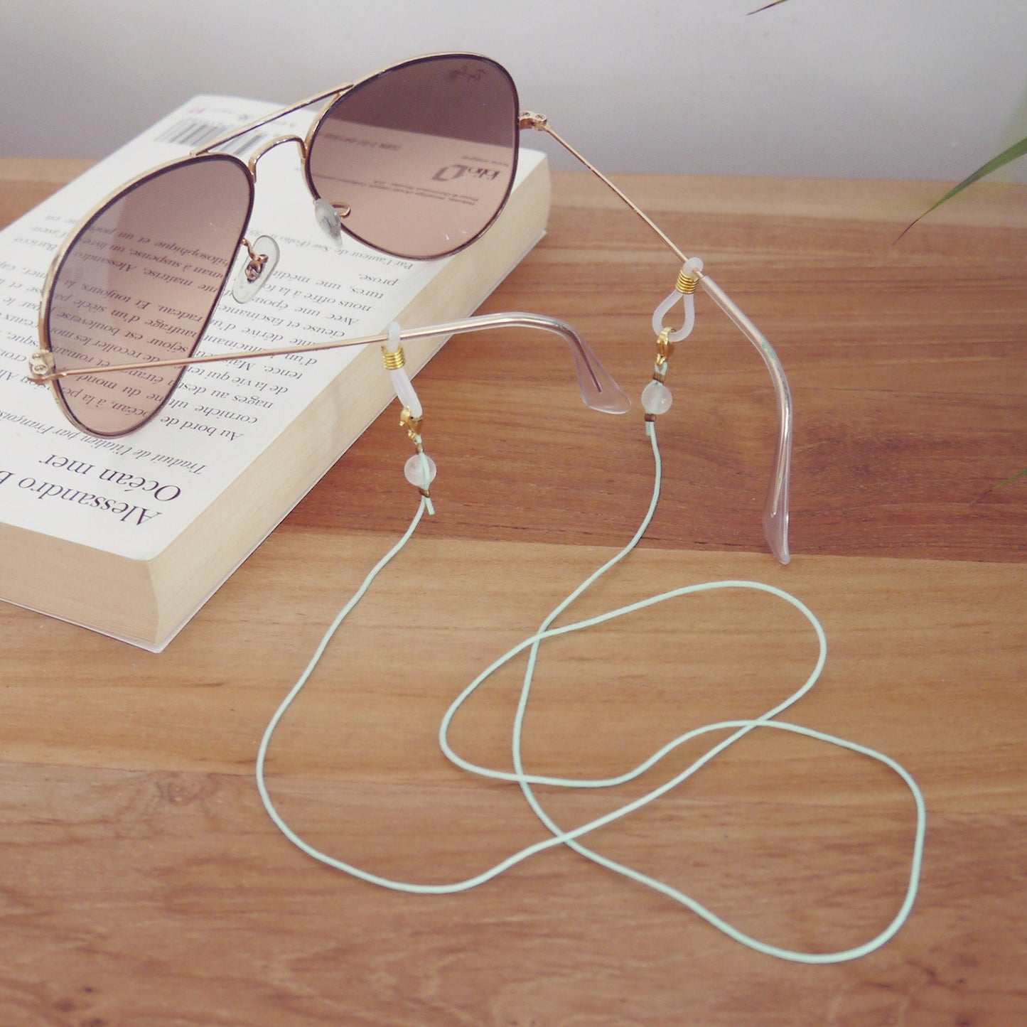 Mint Nylon Glasses Cord with Gemstone