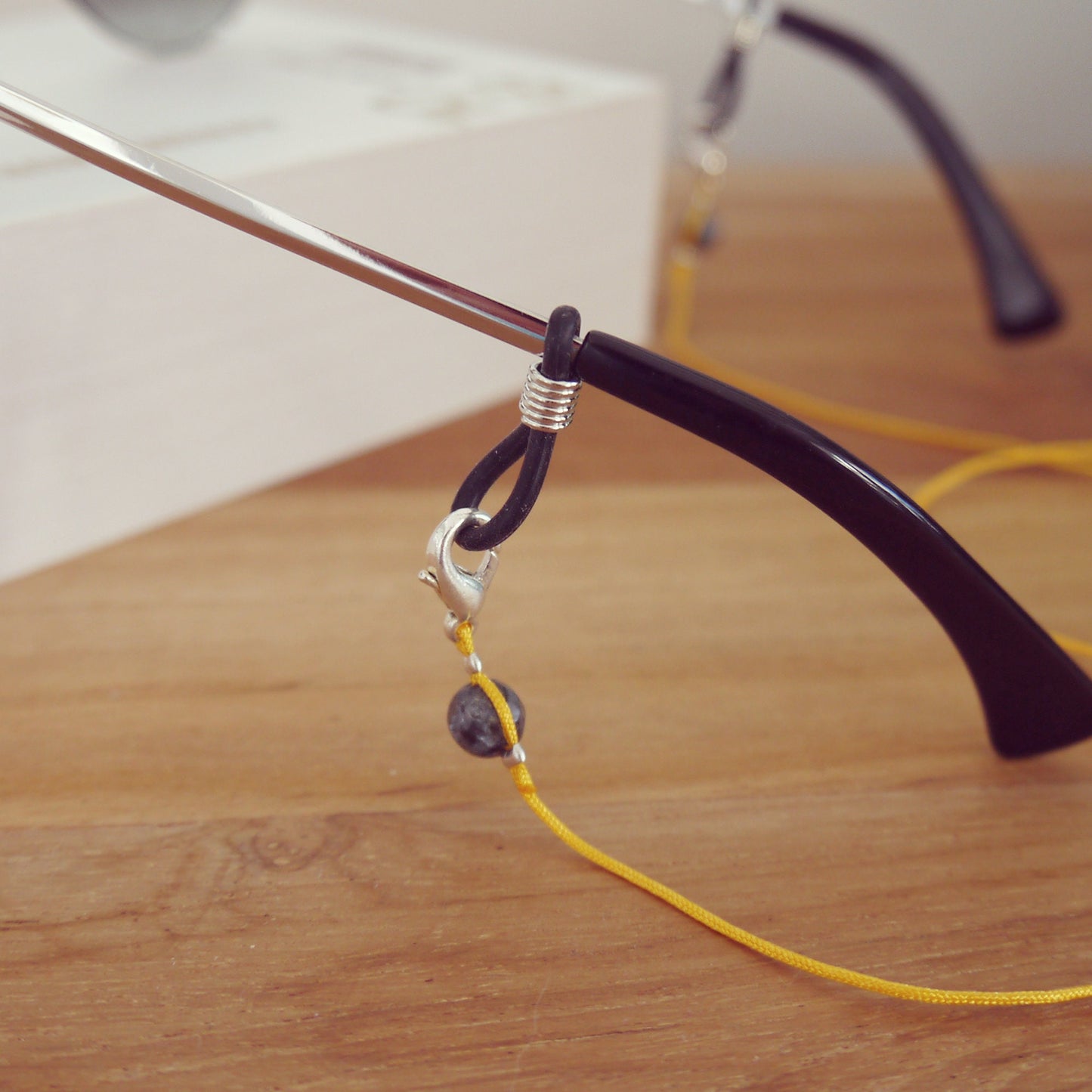 Unisex Yellow Glasses Nylon Cord with Fine Stone