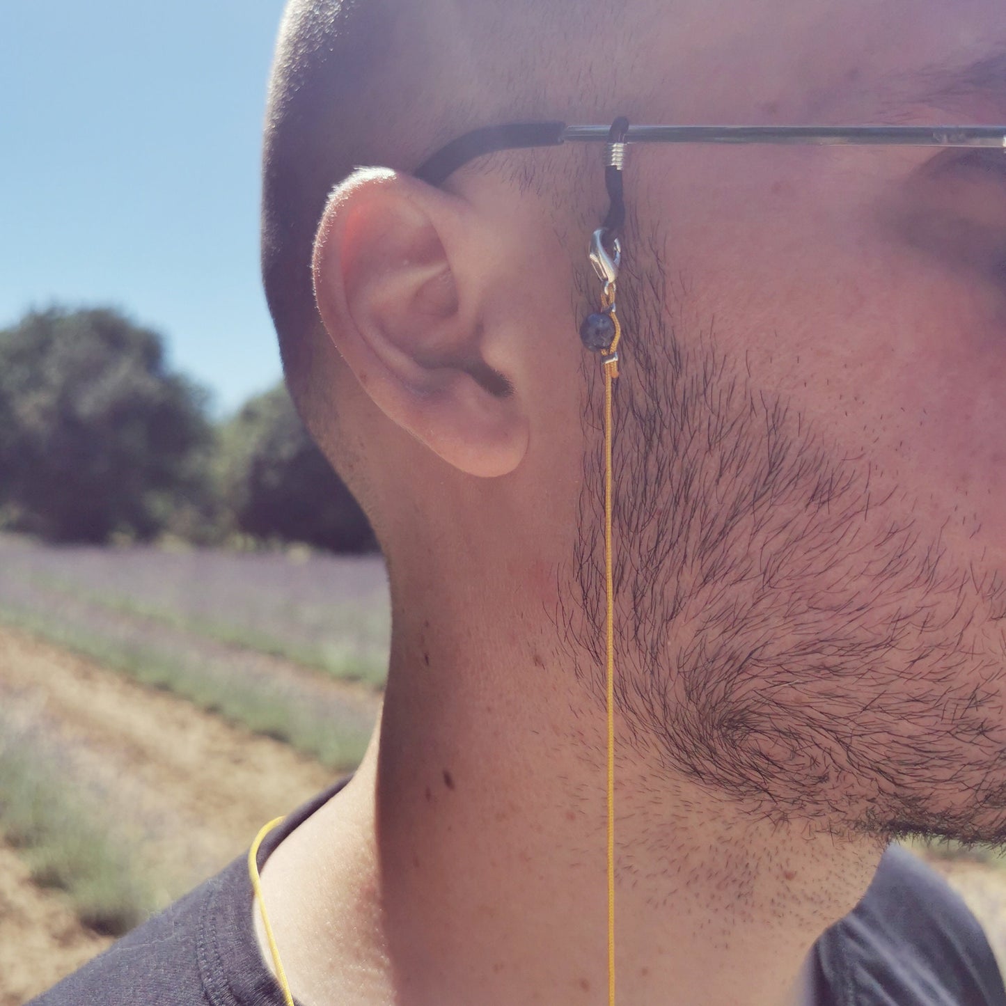 Unisex Yellow Glasses Nylon Cord with Fine Stone