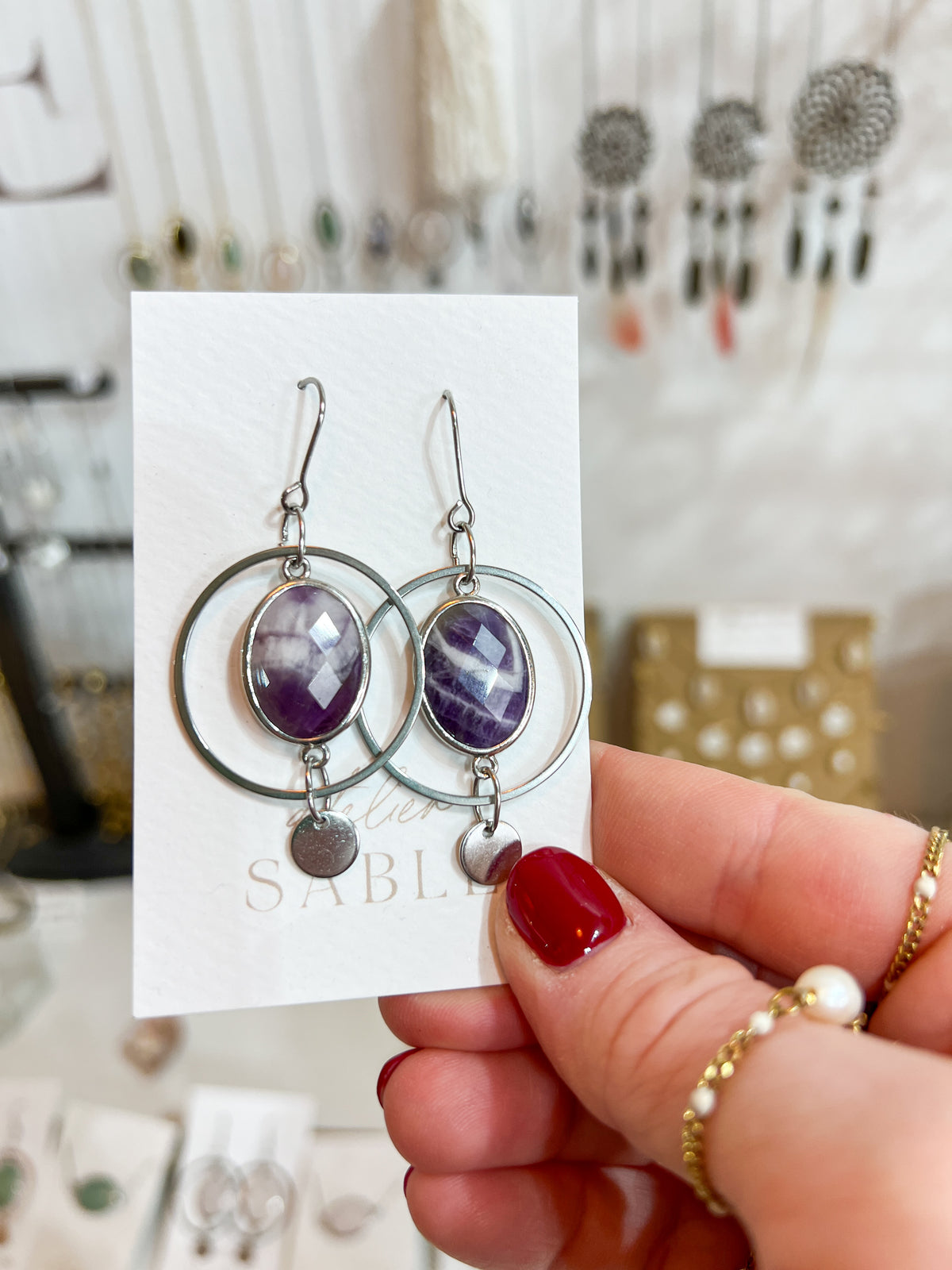 Argenté | Boucles d'oreilles Saturne