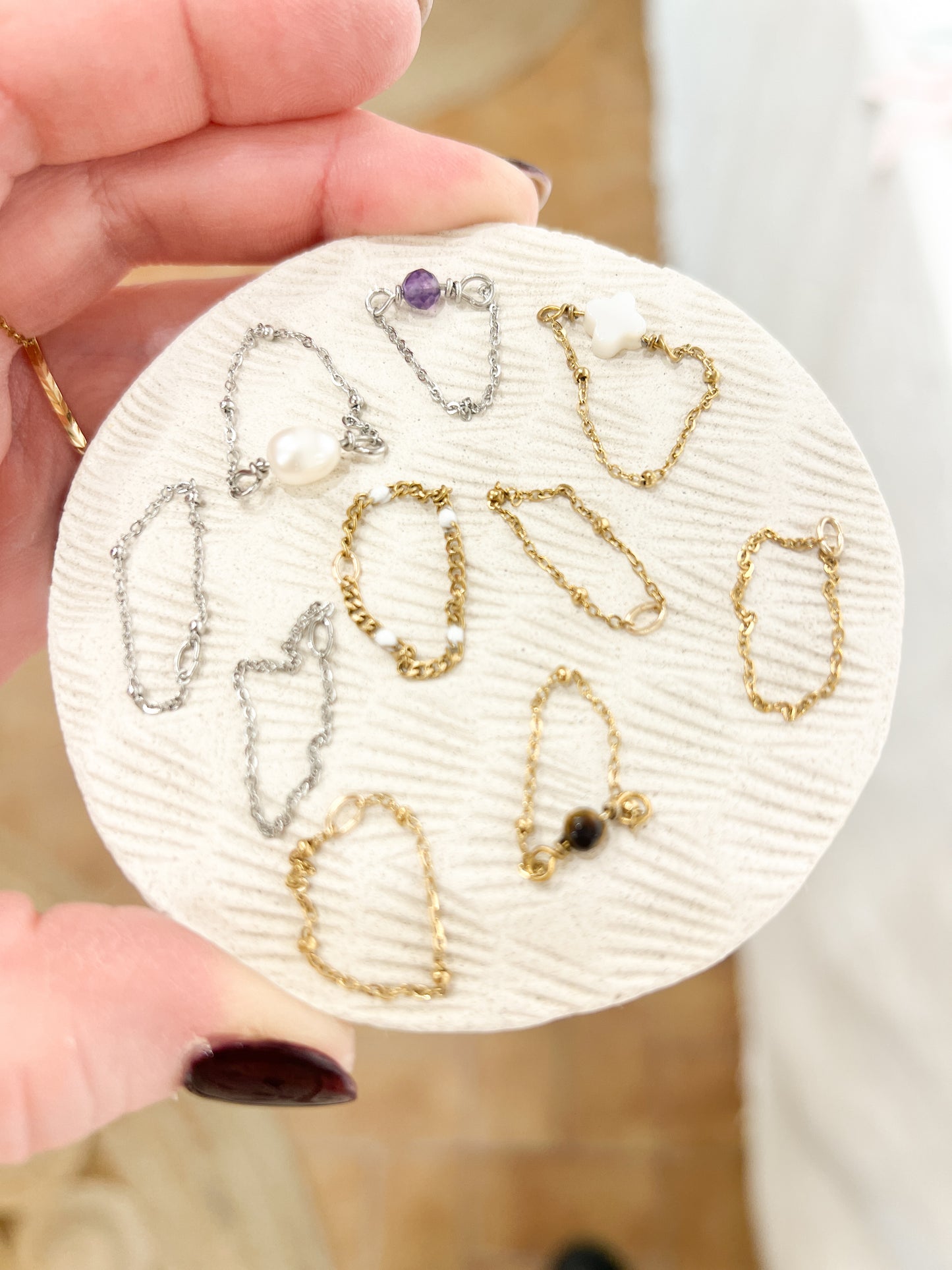 Argenté | Bague chaînette