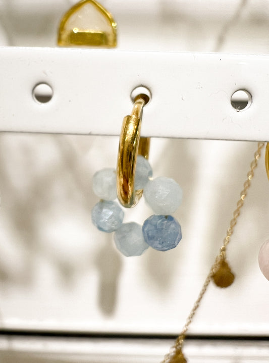 Flower Power | Mini Boucles d'oreilles pierres fines - aigue marine
