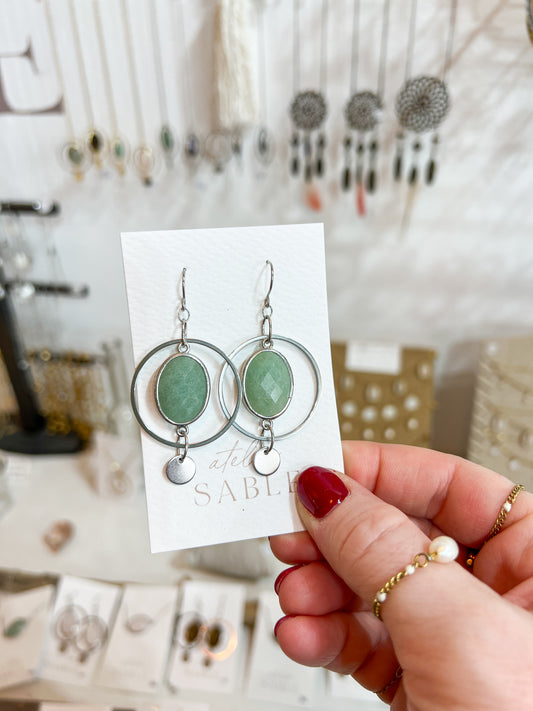 Argenté | Boucles d'oreilles Saturne