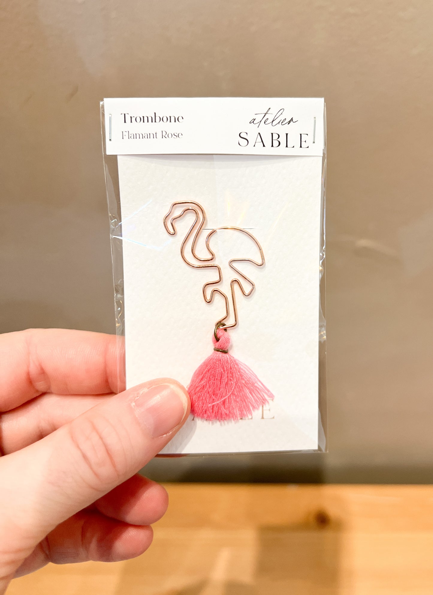 Pink Flamingo paper clip with pompom