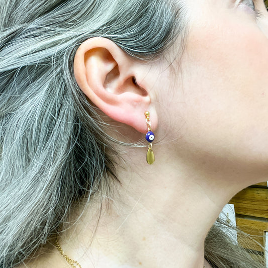 Boucles d'oreilles Œil bleu protecteur