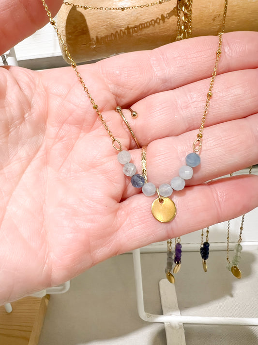 Aigue Marine | Collier ou Bracelet Butterfly | Doré ou argenté