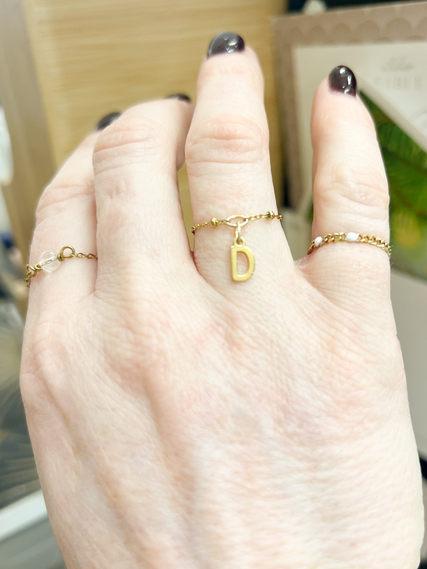 Bague chaînette dorée