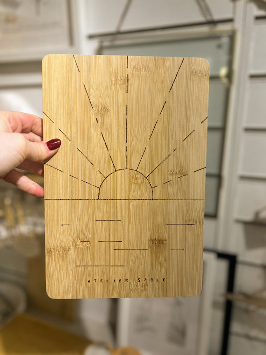 Planche à découper en bambou avec décoration pyrogravure