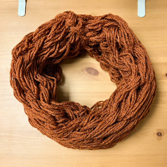 Snood Orange/Rouille avec fils métallisés cuivre