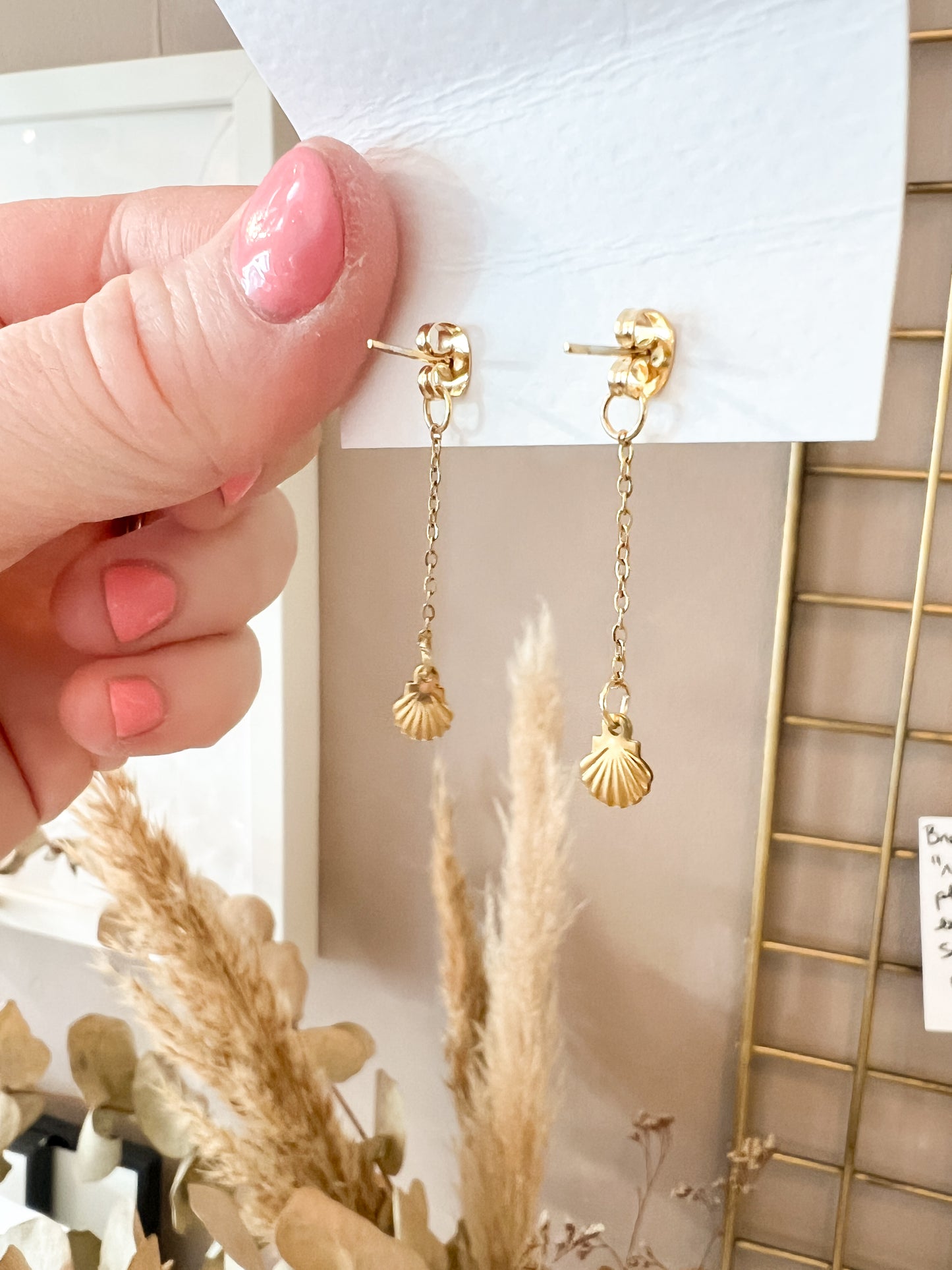 Boucles d'oreilles puces effet devant derrière Coquillage