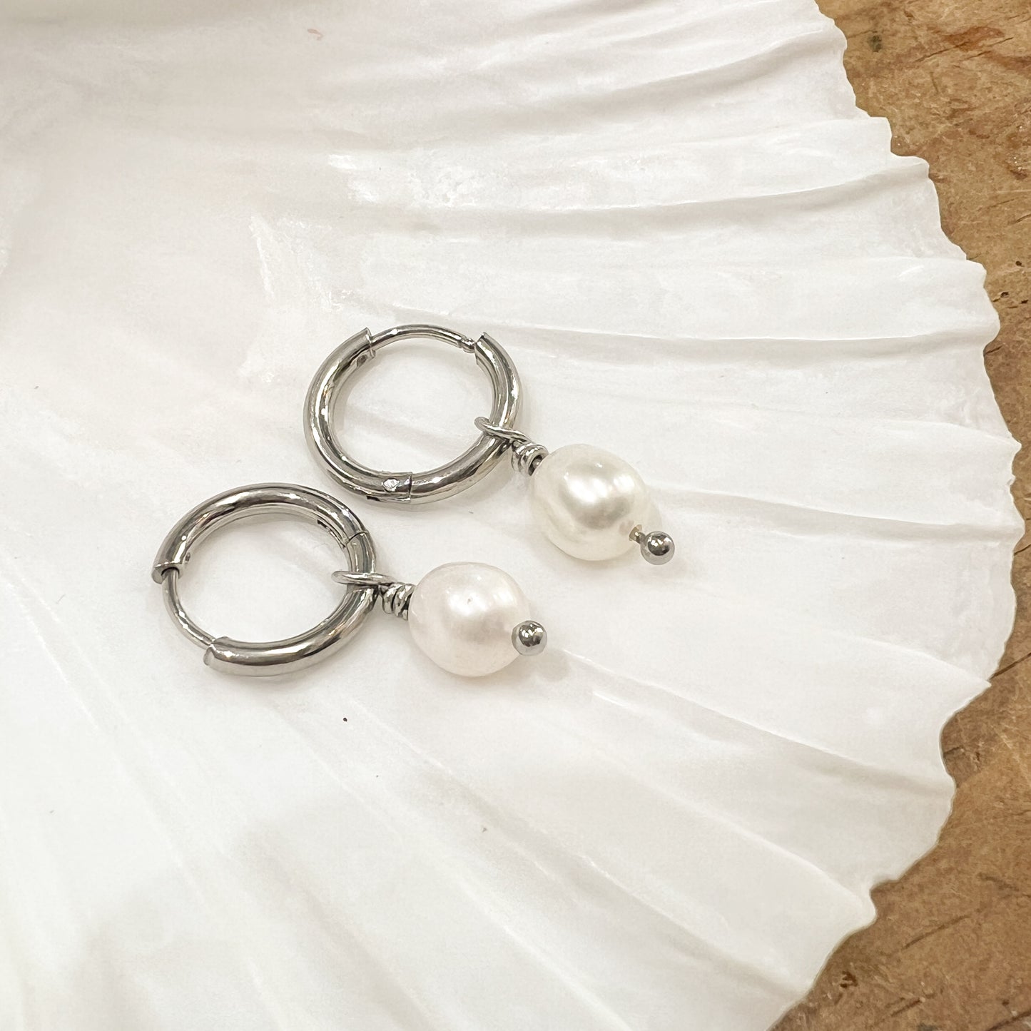 Boucles d'oreilles Créoles perles de culture | Doré ou argenté