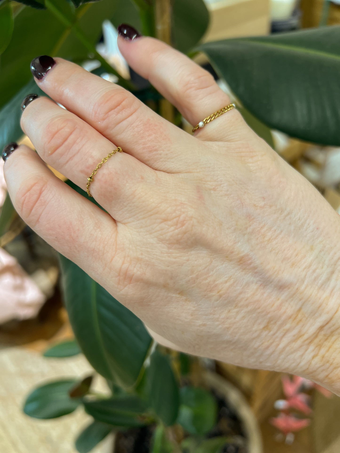 Bague chaînette dorée