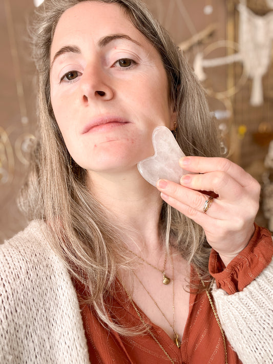 Gua Sha Pierre de massage en Quartz Rose