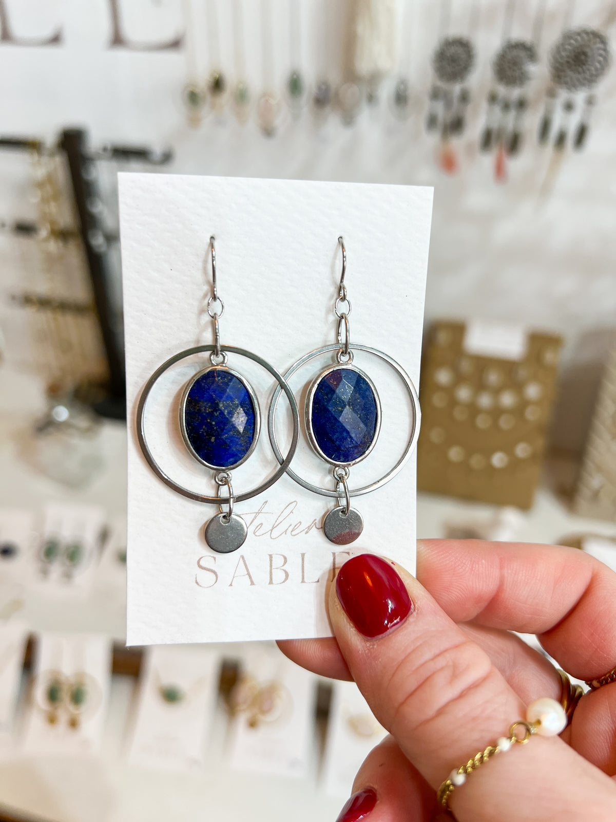 Argenté | Boucles d'oreilles Saturne