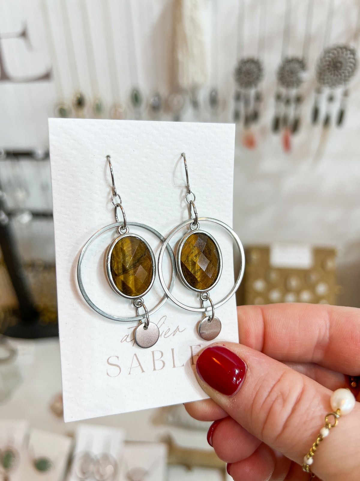 Argenté | Boucles d'oreilles Saturne