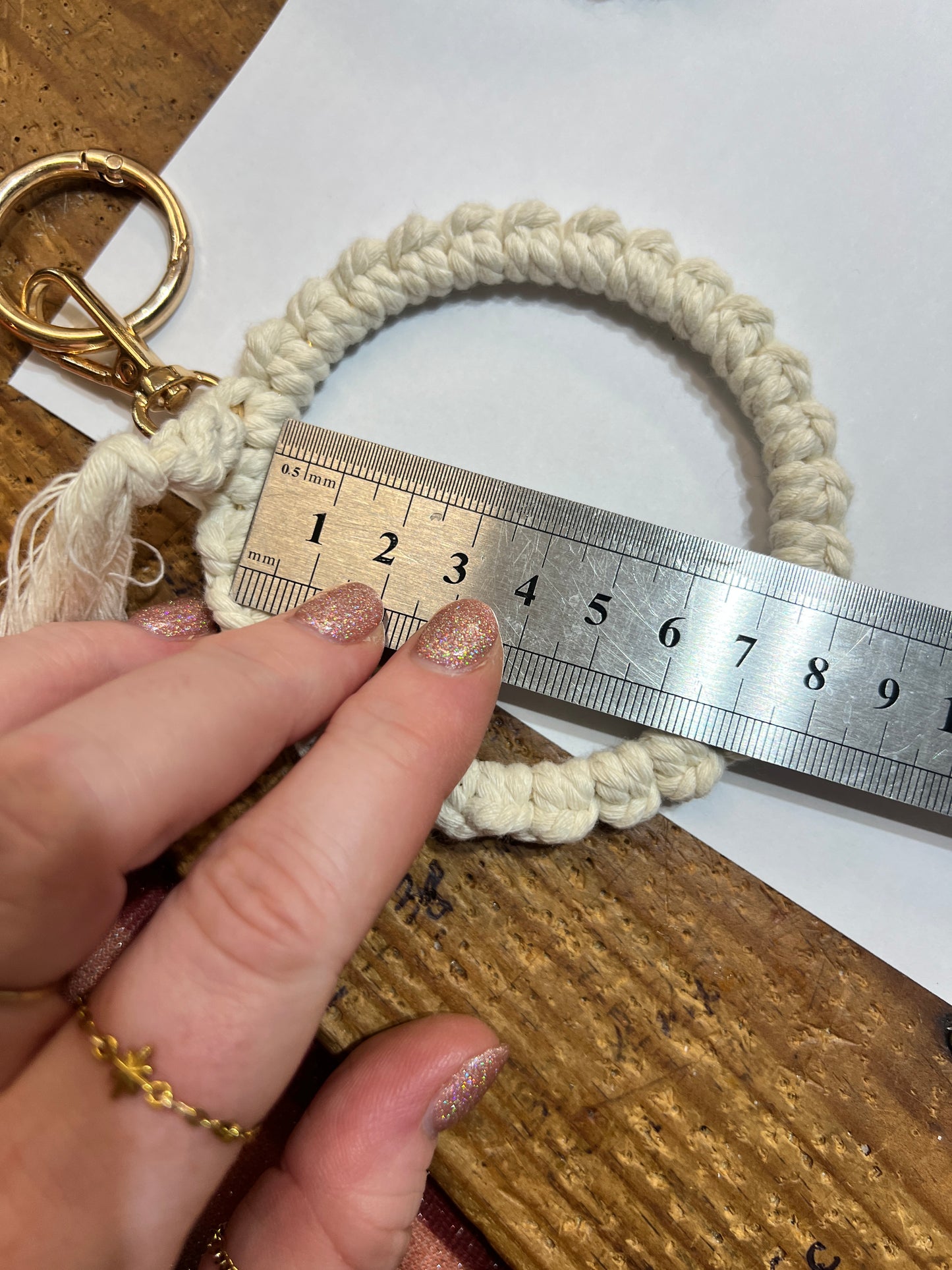 Macrame bracelet keychain