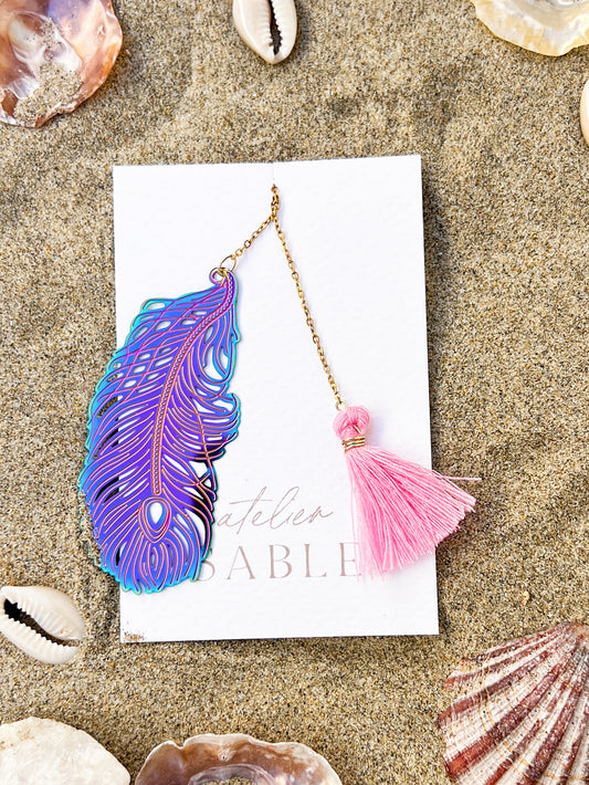 Marque page plume de Paon