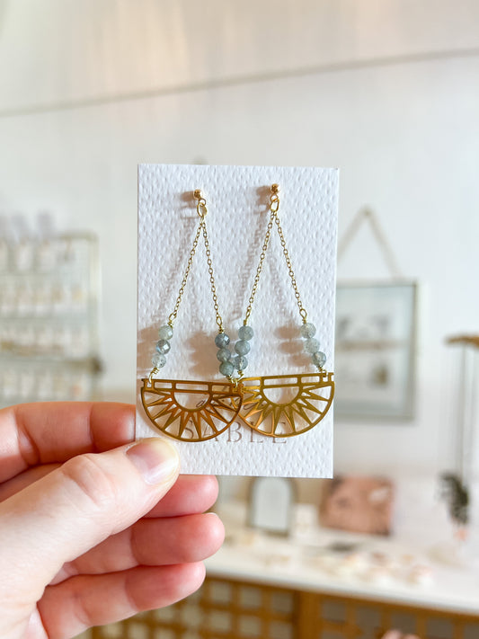 Goddess moon cycles earrings in gold-plated stainless steel with gold-plated stud