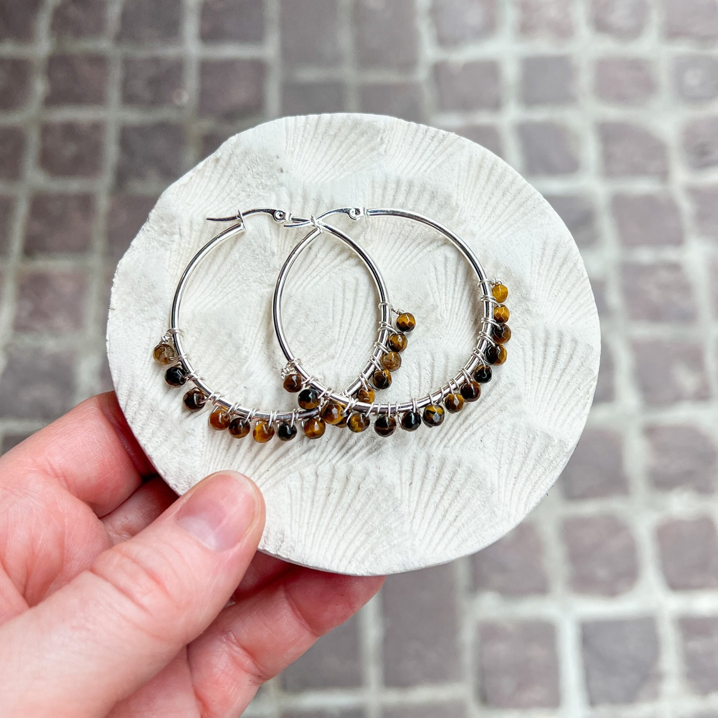 Tortoiseshell Ceramic Hoop Earrings