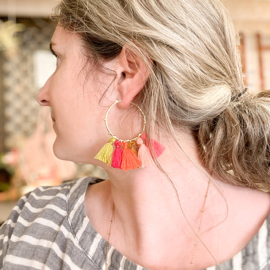 Tortoiseshell Ceramic Hoop Earrings