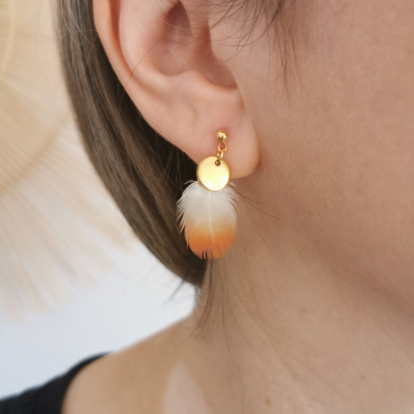 Boucles d'oreilles plumes de Flamant Rose